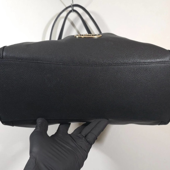 Coach Edie Pebble Leather Shoulder Bag-Black - Picture 7 of 8